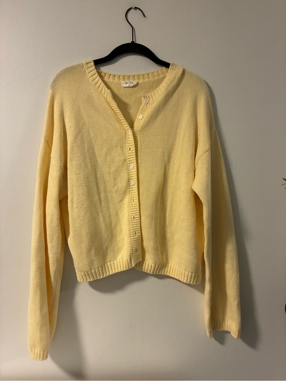 Yellow Button-Front Women's Sweater Cardigan